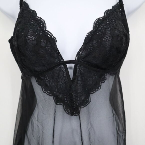 Victoria's Secret Lace Babydoll Lingerie Womens L Black Gypsy Witchy Whimsigoth - Picture 5 of 15